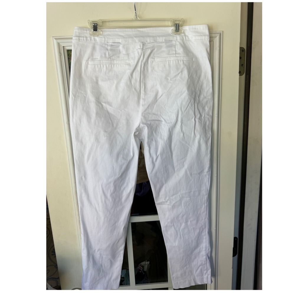 NYDJ women twill sz 14 flat front white ankle-length pants cocktail party shower - Picture 3 of 8